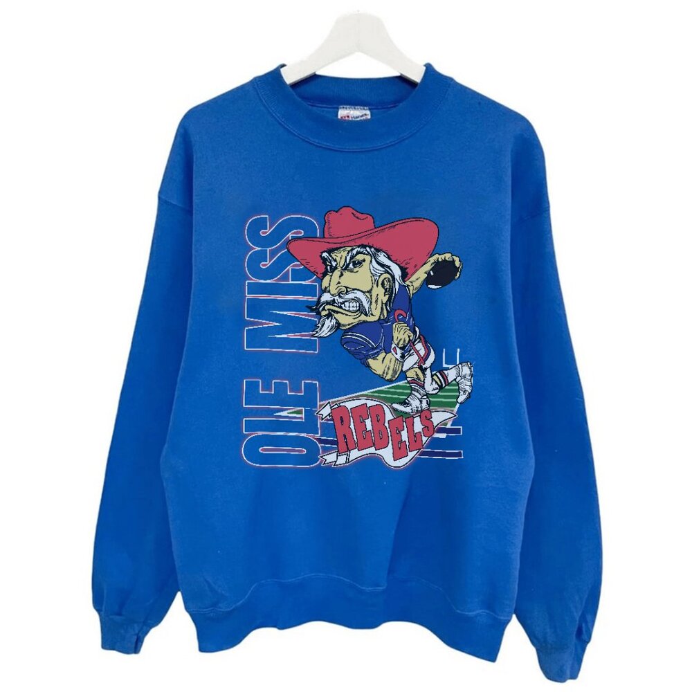 Vintage Ole Miss Rebels Football Sweatshirt, University of Mississippi Shirt Tee